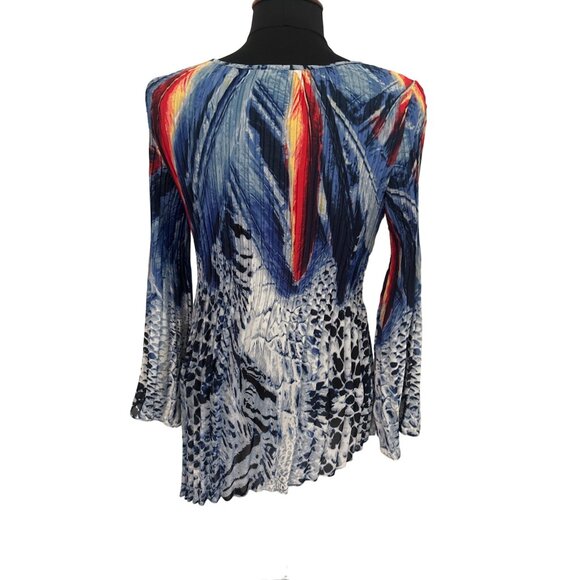 Melissa Paige Accordian Style Long Sleeve Blouse With Tie Tassel And Charms MP - Picture 4 of 10